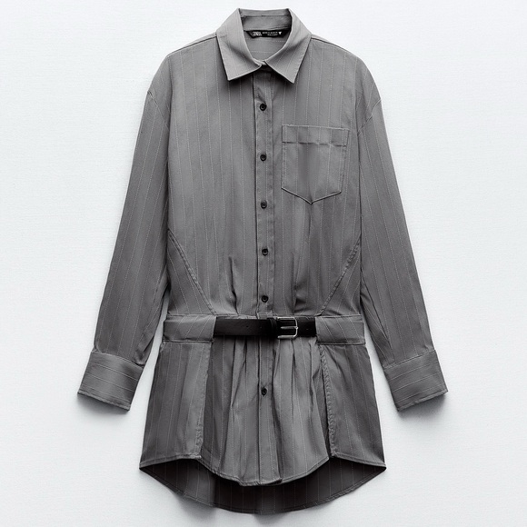 Zara Grey Belted Romper Jumpsuit - Picture 2 of 6